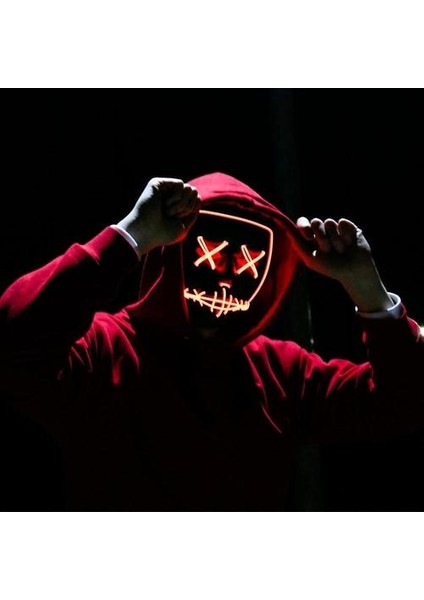 Cadılar Bayramı Maskesi Festival Cosplay İçin LED Işık Up Maskesi (Kırmızı) (Yurt Dışından)