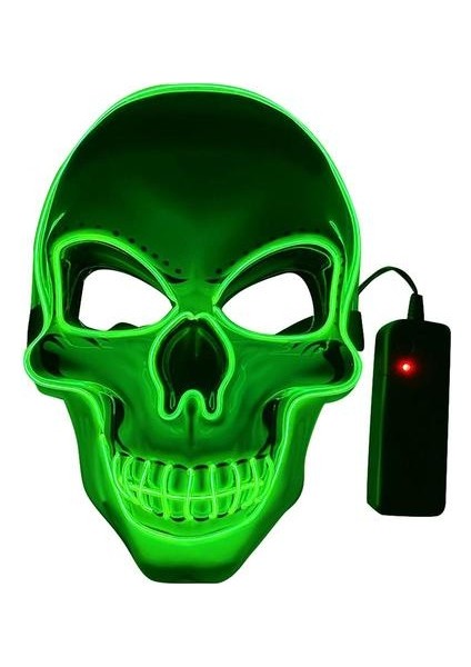 Cadılar Bayramı Maskesi LED Işık Up Korkunç Kafatası Maskesi Erkekler Kadınlar İçin Kostüm Karnaval Cosplay (25X17X7CM) (Yeşil) (Yurt Dışından)