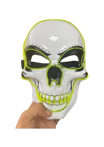Cadılar Bayramı Maskesi LED Işık Up Korkunç Kafatası Maskesi Erkekler Kadınlar İçin Kostüm Karnaval Cosplay (25X17X7CM) (Yeşil) (Yurt Dışından)