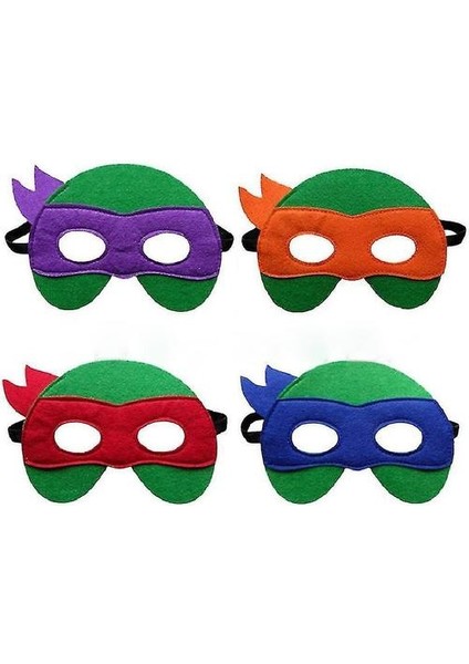4 Adet Cadılar Bayramı Partisi Çocuk Karikatür Maske Keçe Ninja Kaplumbağa Maskesi (Yurt Dışından)