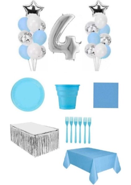 Mavi Renk 4 Yaş Doğum Günü Seti