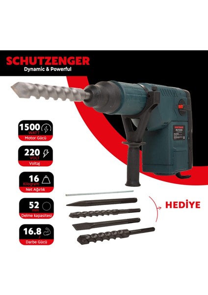 Schutzenger 3 Fonksiyonlu Kırıcı - Delici  S1c-52mm 16 Kg 52mm Sds Max Sc-52mm-