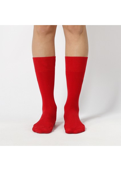 Kırmızı Düz Renk Merserize Çorap