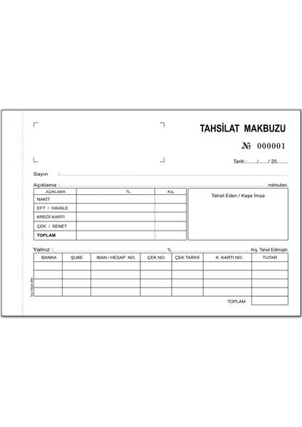 Tahsilat Makbuzu A5 - 2 Nüsha 6 Cilt