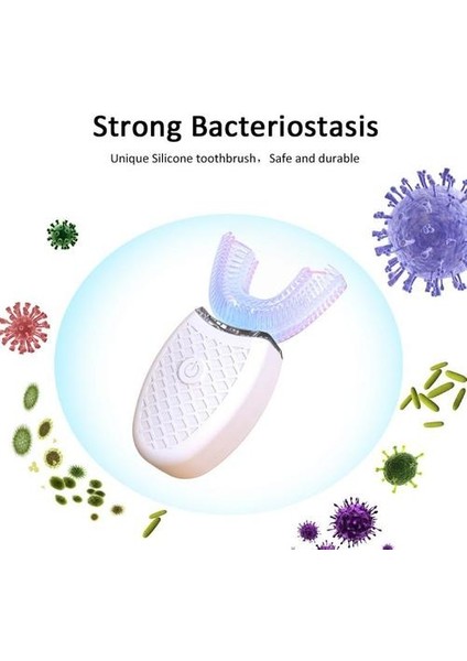 Elektrikli Sonic Otomatik Diş Fırçası Yetişkinler Ağız 360 Derece U Tipi Abs 4 Modları Ultrasonik Elektrikli Tembel Diş Fırçası (Yurt Dışından)
