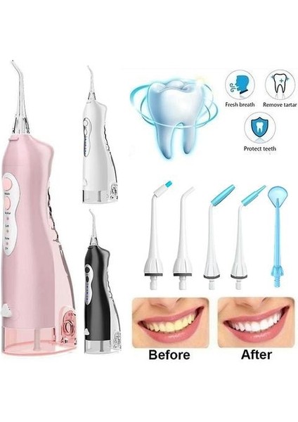 Profesyonel Ağız Irrigator USB Şarj Edilebilir Su Flosser Taşınabilir 3 Models 300 ml Su Tankı Su Geçirmez Diş Temizleyici Su Jeti (Yurt Dışından)