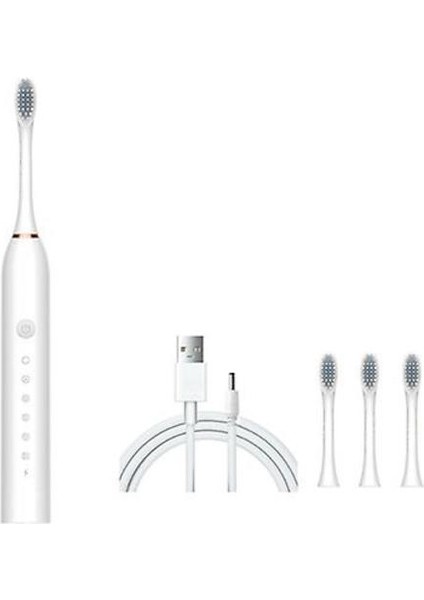 Elektrikli Ultrasonik Diş Fırçası 6 Modeller 4 Fırça Kafaları (Siyah) ile Titreşim Hızlı Şarj (Yurt Dışından)