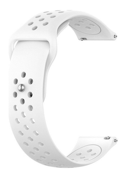 Samsung Gear Sport Uyumlu Delikli Pimli Silikon Kordon Beyaz