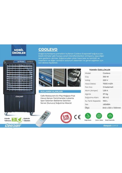 Coolevo Evaporatif Hava Soğutucu Sulu Klima