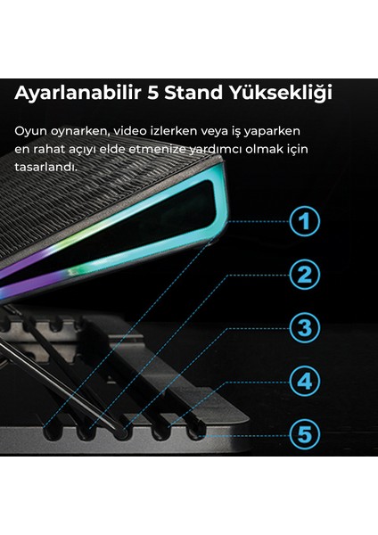 BX-CP01G RGB Aydınlatmalı Gaming Notebook Soğutucu