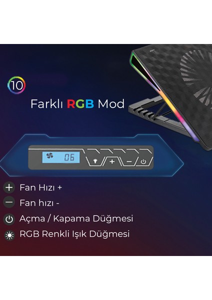 BX-CP01G RGB Aydınlatmalı Gaming Notebook Soğutucu