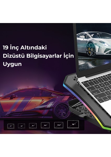 BX-CP02G RGB Aydınlatmalı Gaming Notebook Soğutucu & Telefon Standı