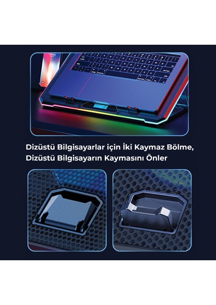 BX-CP02G RGB Aydınlatmalı Gaming Notebook Soğutucu & Telefon Standı