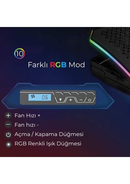 BX-CP02G RGB Aydınlatmalı Gaming Notebook Soğutucu & Telefon Standı