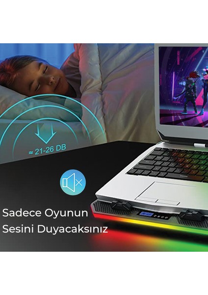 BX-CP02G RGB Aydınlatmalı Gaming Notebook Soğutucu & Telefon Standı