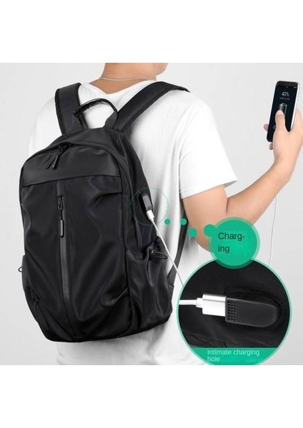 Business Casual Sırt Çantası, Erkek Bilgisayar Çantası USB Şarj Seyahat Öğrenci Sırt Çantası (Yurt Dışından)