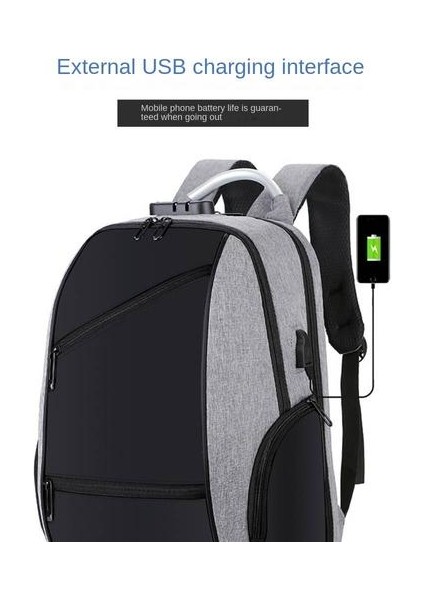 Business Banliyö Şifresi Kilit Sırt Çantası USB Çantası Bilgisayar Çantası (Yurt Dışından) fırsatları
