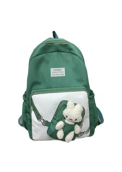 Büyük Kapasiteli Okul Çantası, Kontrast Rengi Lise Öğrenci Sırt Çantası (Yurt Dışından)