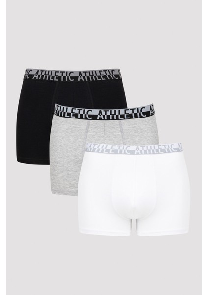 Çok Renkli Elastic Band Slogan 3lü Mid Boxer