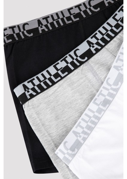 Çok Renkli Elastic Band Slogan 3lü Mid Boxer