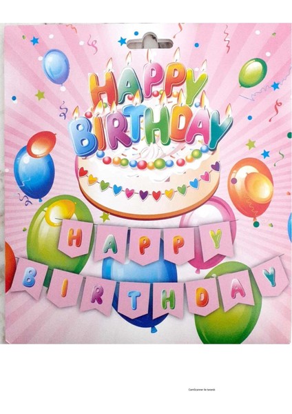 Pembe Zemin Renkli Yazılı Happy Birthday Banner