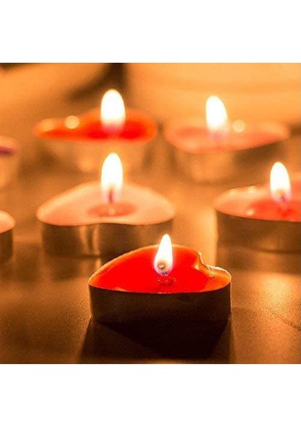 Kalp Şekilli Tealight Mum 100 Adet, Dekoratif Mum, Romantik Ortam Mumu
