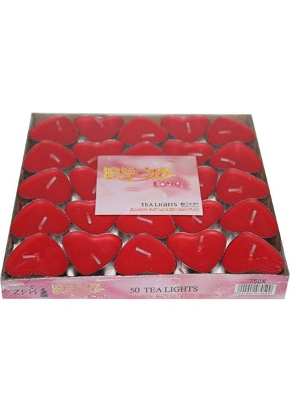 Kalpli Kırmızı Renk 50 Adet Tealight Mum