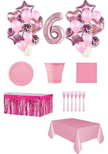 Pembe Renk 6 Yaş Doğum Günü Seti