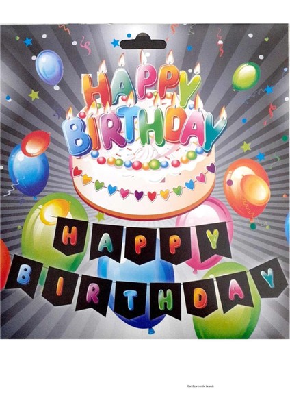 Siyah Zemin Renkli Yazılı Happy Birthday Banner