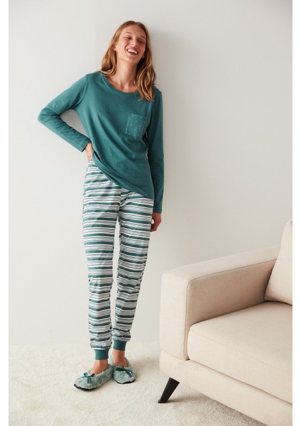 Yeşil Çizgili Pijama Altı fiyatları