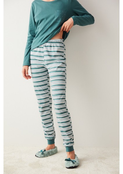 Yeşil Çizgili Pijama Altı modelleri