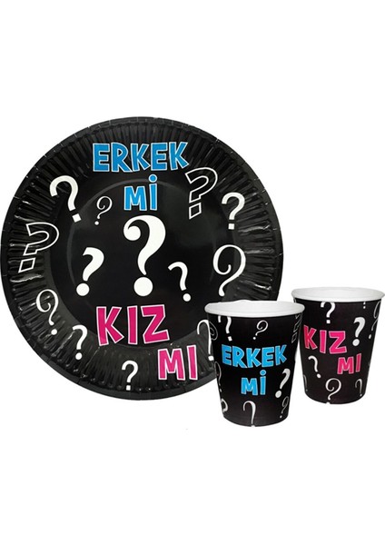 Cinsiyet Partisi 8 Kişilik Tabak Bardak Seti