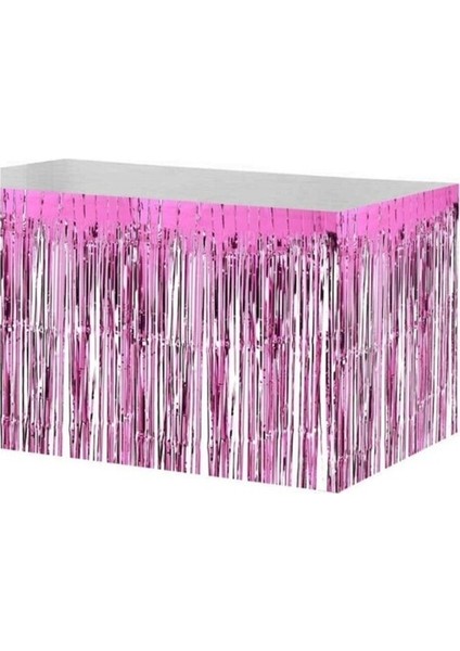 Pembe Metalize Folyo Masa Eteği