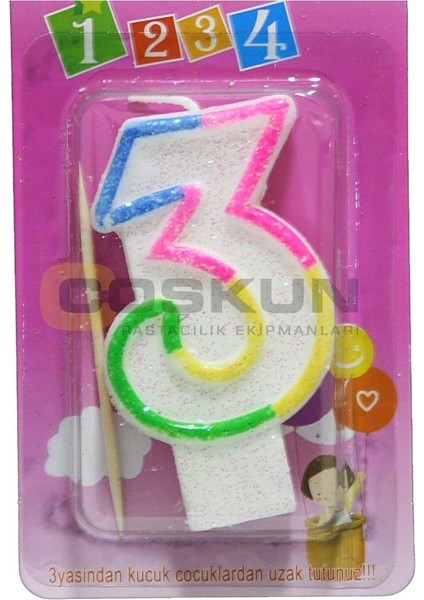 3 Yaş Renkli Pasta Mumu