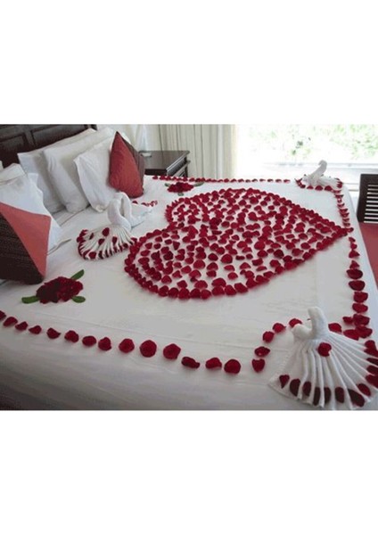 100 Kırmızı Kalpli Mum + 2 Paket 100 Gr. Kuru Gül Yaprağı