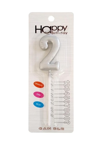 2 Yaş Gümüş Rakam Mum Gümüş Renk Doğum Günü Pasta Mumu 12 cm fiyatları