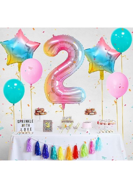 Gökkuşağı Folyo Balon Seti 2 Yaş
