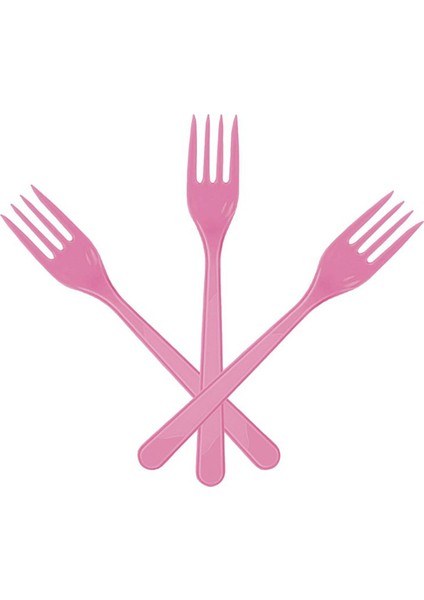 Plastik Pembe Çatal 25'li