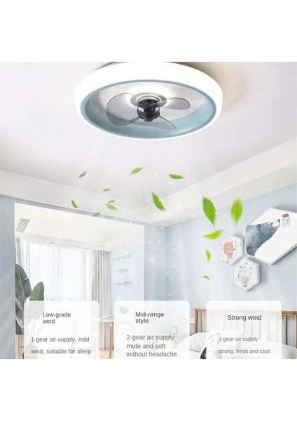 Yuvarlak Ferforje Avize, Entegre Lamba ve Fan, Yatak Odası İçin Görünmez Tavan Fan Lambası, 220V 2.4g Promise+Uygulama (Yurt Dışından)