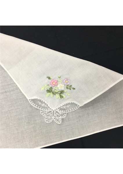 12X Zarif Kadın Bayanlar Işlemeli Dantel Hankies Kelebek Çiçek Mendilleri (Yurt Dışından)