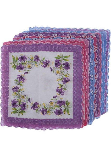 15X Kadın Mendiller% 100 Pamuklu Karışık Çiçek Hankies Hanky Kerchiefs (Yurt Dışından)