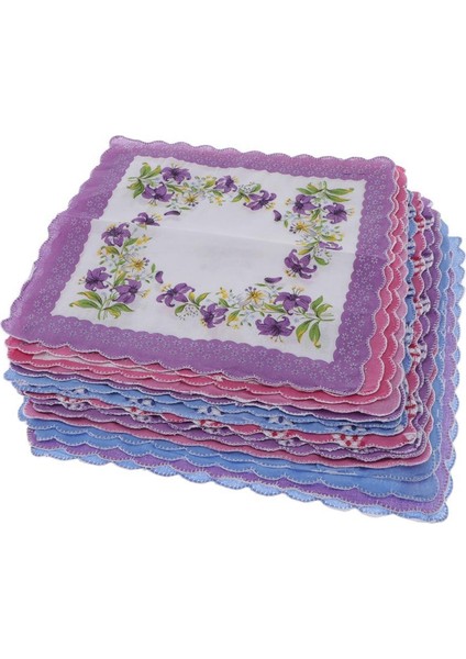 15X Kadın Mendiller% 100 Pamuklu Karışık Çiçek Hankies Hanky Kerchiefs (Yurt Dışından)