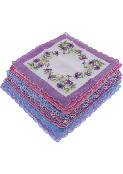 15X Kadın Mendiller% 100 Pamuklu Karışık Çiçek Hankies Hanky Kerchiefs (Yurt Dışından)