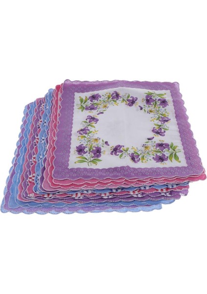 15X Kadın Mendiller% 100 Pamuklu Karışık Çiçek Hankies Hanky Kerchiefs (Yurt Dışından)