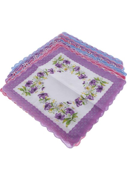 15X Kadın Mendiller% 100 Pamuklu Karışık Çiçek Hankies Hanky Kerchiefs (Yurt Dışından)