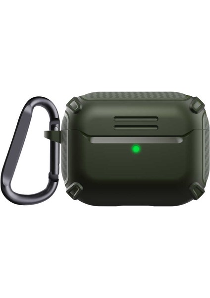 Apple Airpods Pro Kılıf Sert Armor Karbon Görünüm A26 Koyu Yeşil