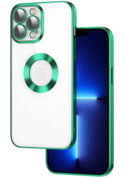Apple iPhone 12 Pro Max Kılıf Logo Gösteren Kamera Korumalı Silikon Yeşil