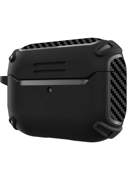 Casestreet Apple Airpods Pro Kılıf Sert Armor Karbon Görünüm A26 Siyah