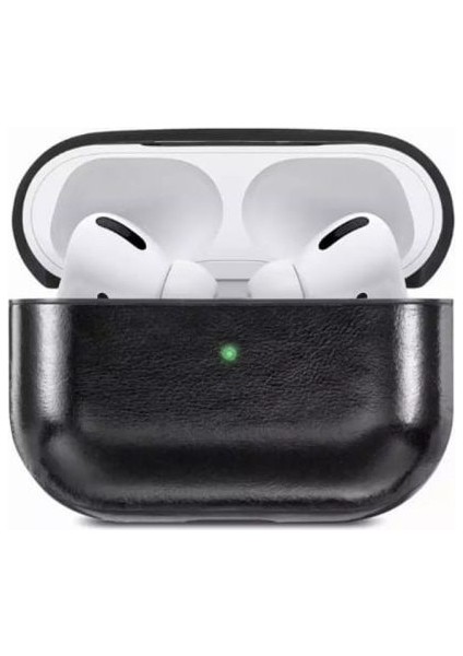 Casestreet Apple Airpods Pro Kılıf Suni Deri Kancalı Silikon Sf9 Siyah