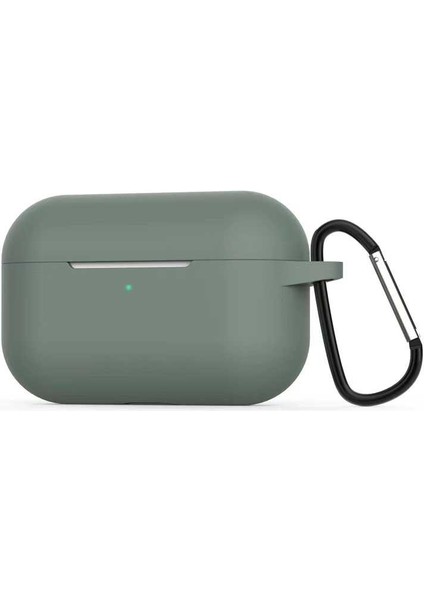 Apple Airpods Pro Kılıf Mat Kancalı Silikon A11 Koyu Yeşil